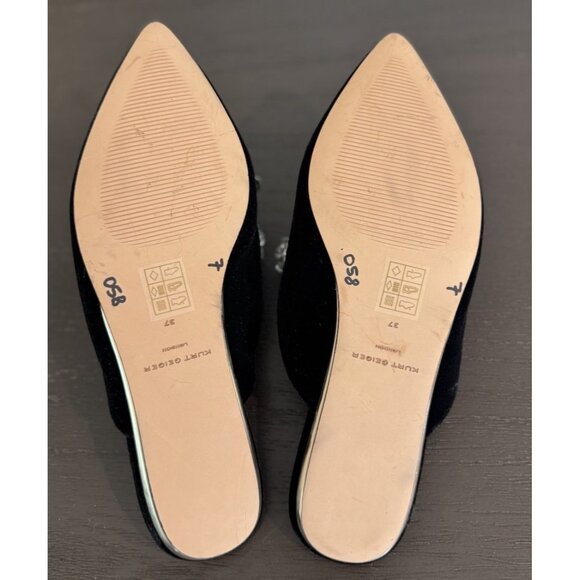 Kurt Geiger 37 / US 7 London Crystal Embellished Mule Black Velvet Flat Slip On - Picture 8 of 14